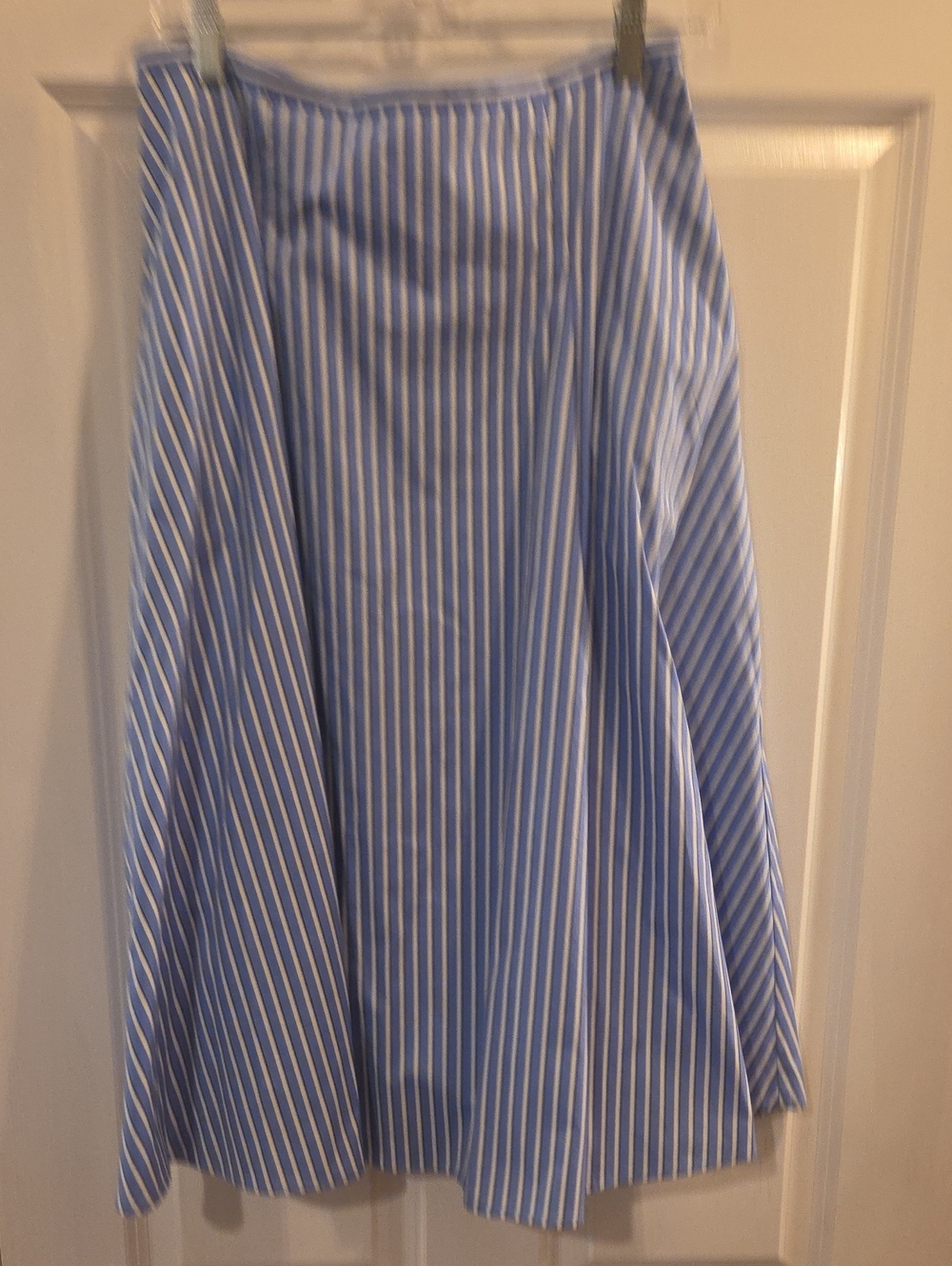 H&M Blue and White Vertical Stripe A-Line Skirt